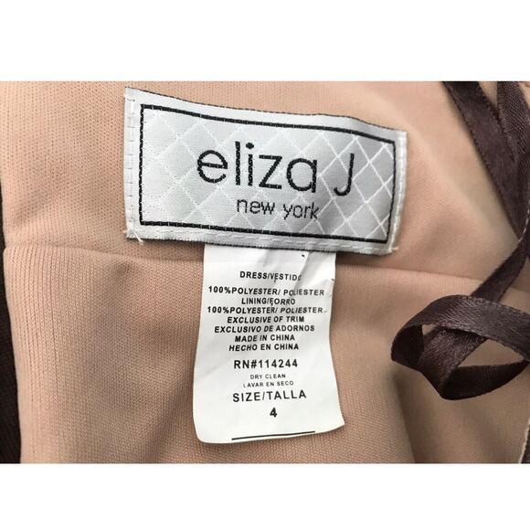 Eliza J Womens Dress Size 4 Brown Sleeveless Sequin Embroidered Empire Waist - Picture 10 of 11